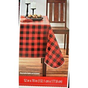 Holiday Time 52" X 70" PEVA Red & Black Buffalo Check Plaid Holiday Tablecloth